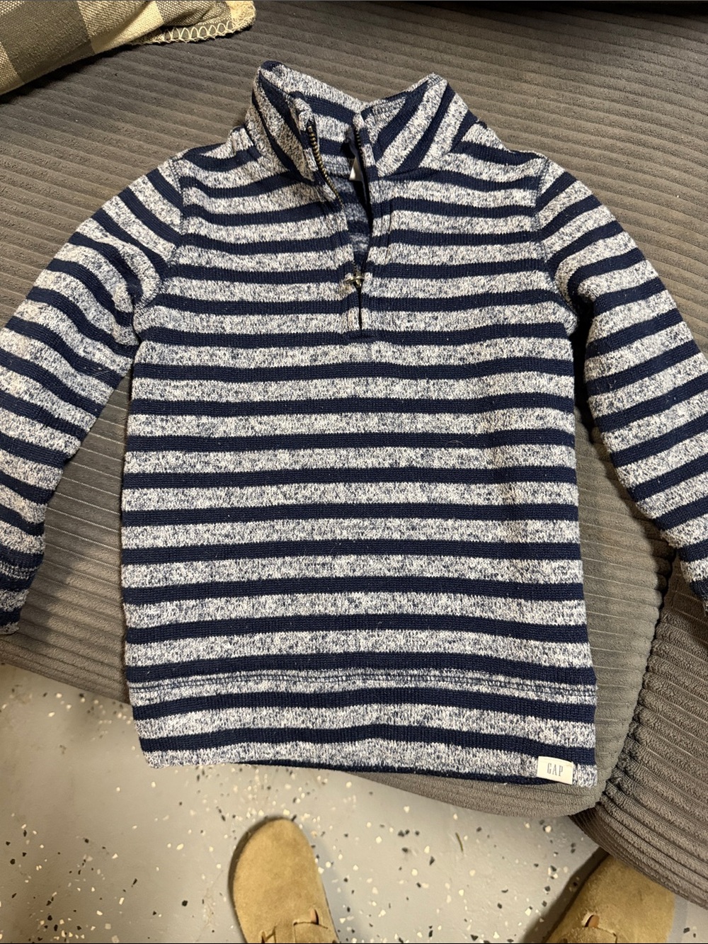 GAP Kids Navy & White Striped Half-Zip Sweater